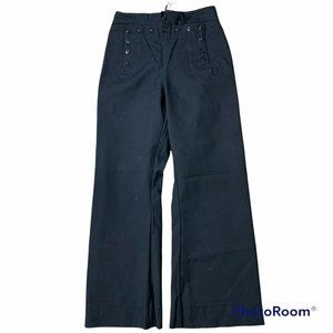 Vintage Navy Issued Sailor Wool Bell Bottom Black Pants Trouser Unisex Size 31